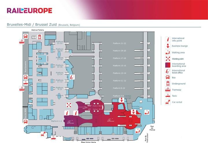 mapa Bruselského hlavního nádraží