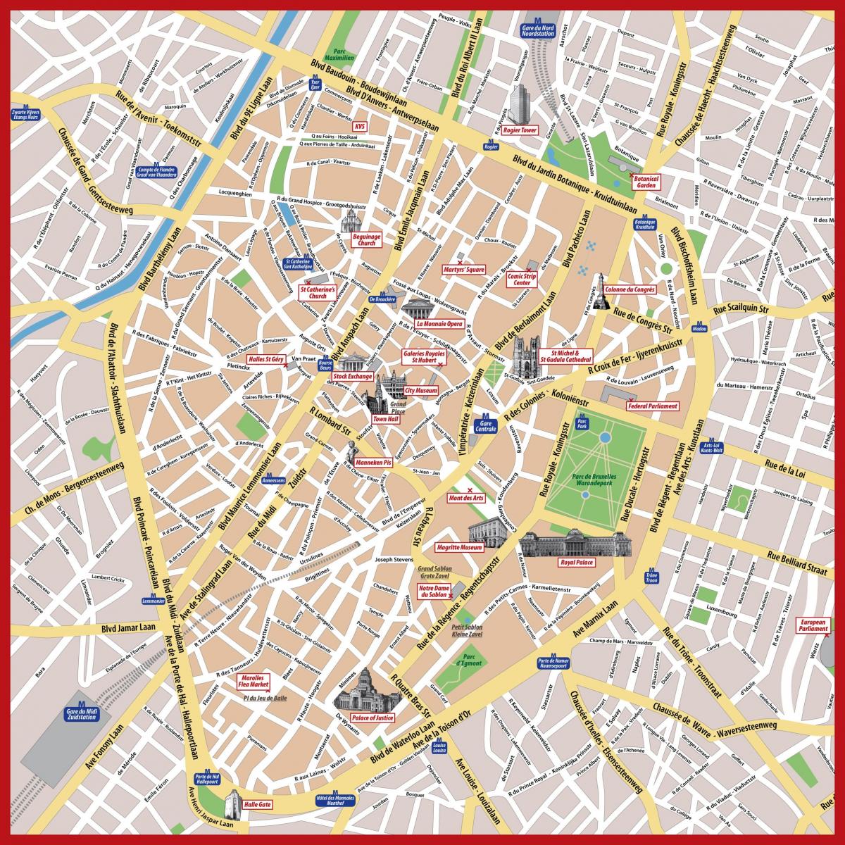Brusel pěší turistické mapy