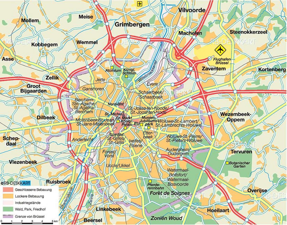 Bruxelles dálnici mapě