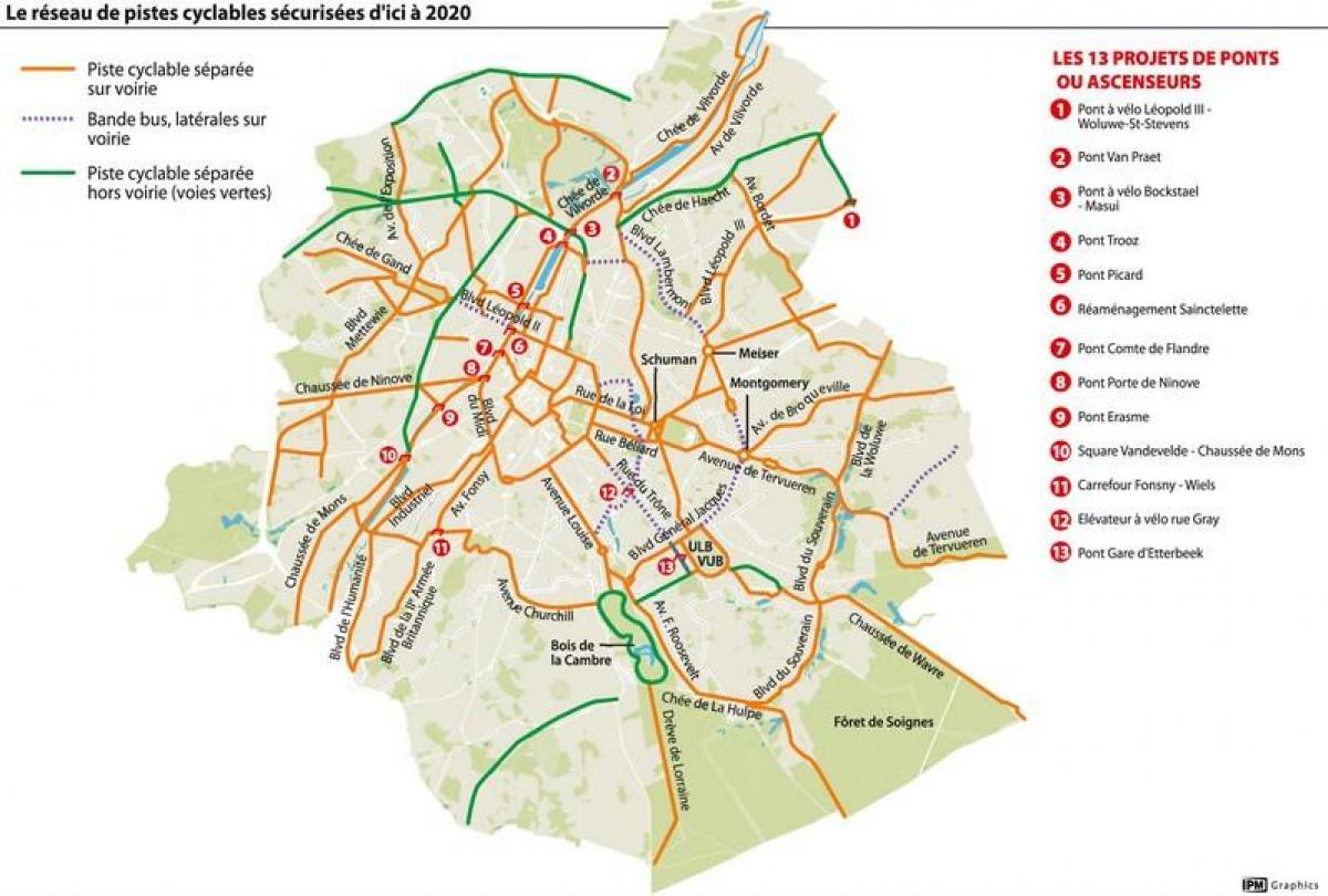 mapa Bruselu na kole