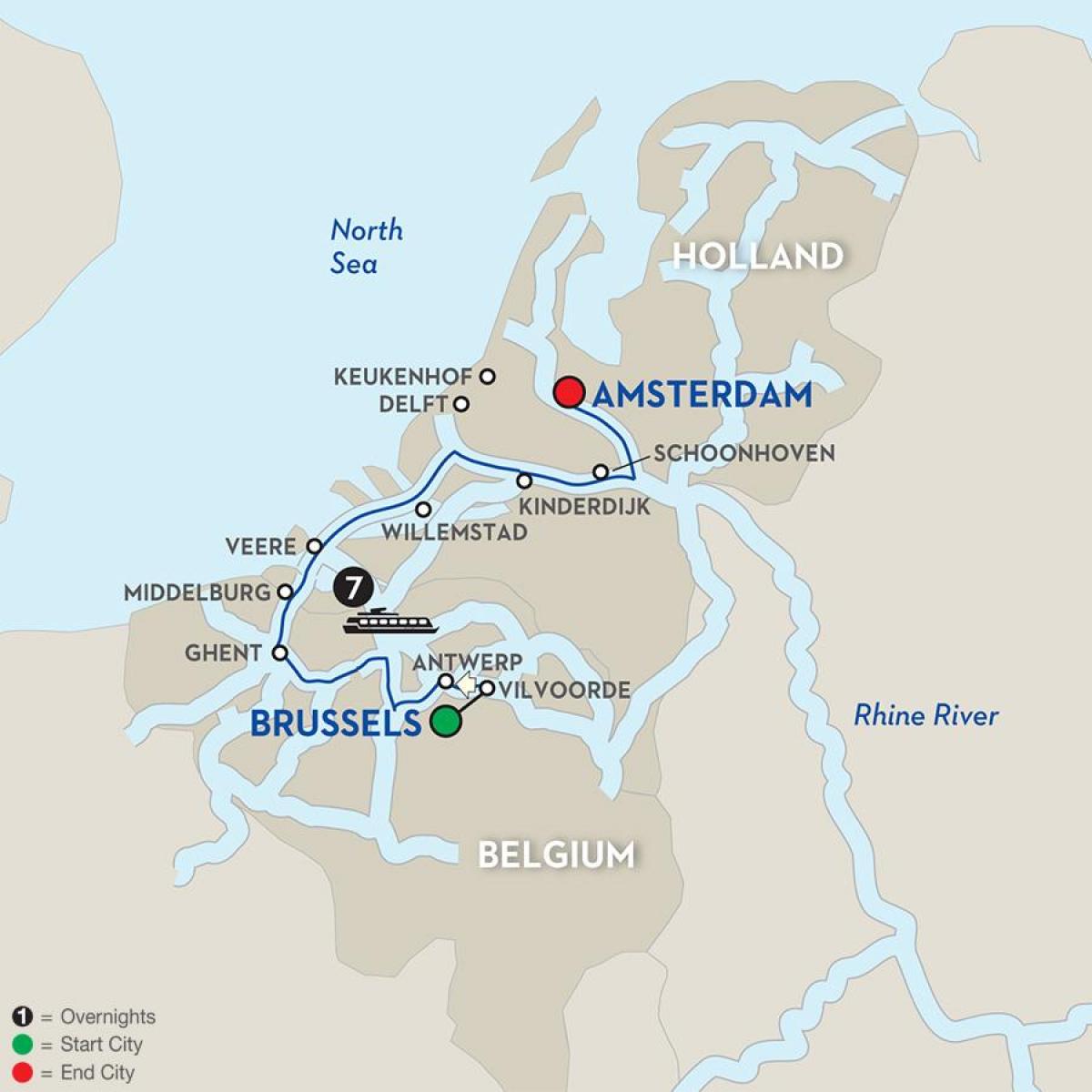 Bruxelles loď mapě
