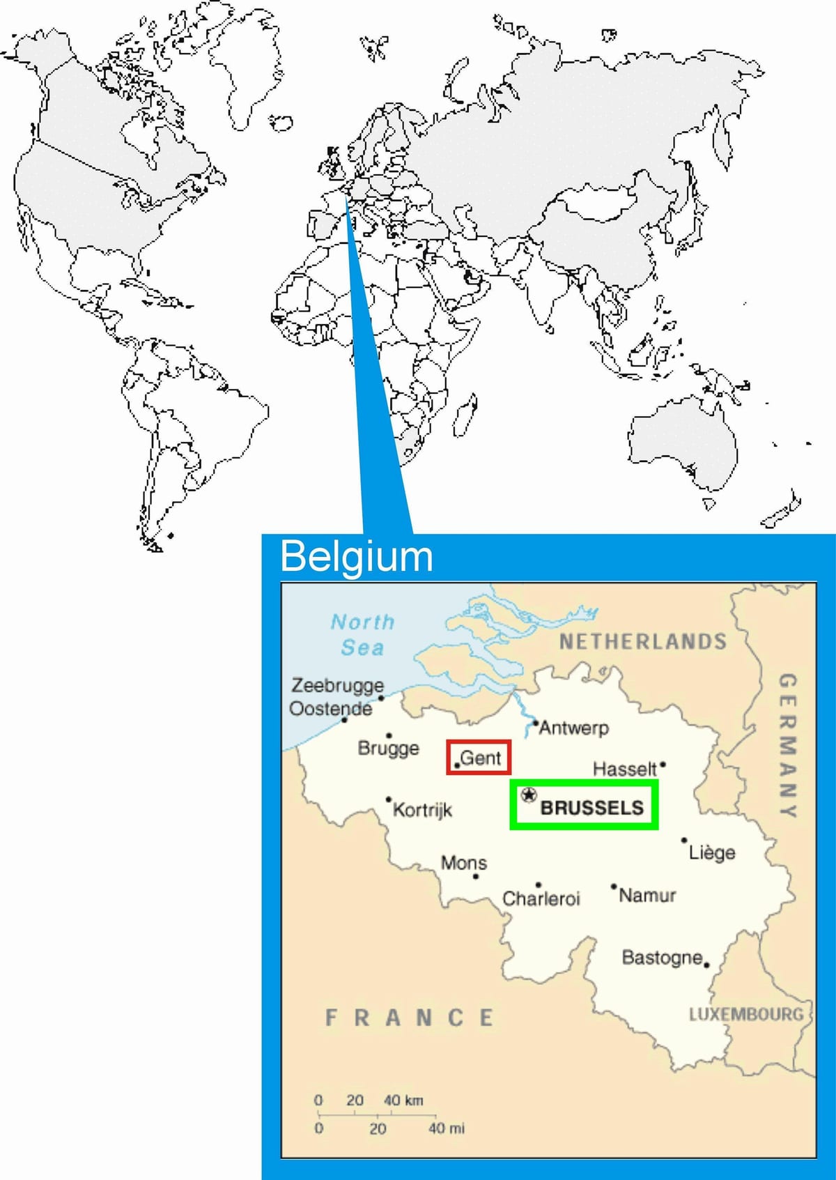 kde je Brusel na mapě