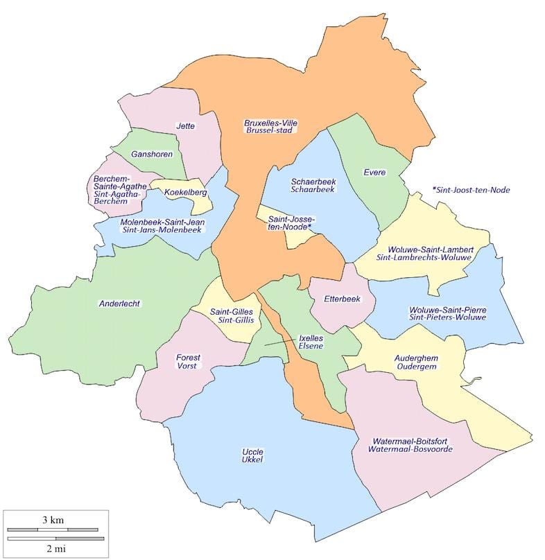 Bruxelles obcí mapě