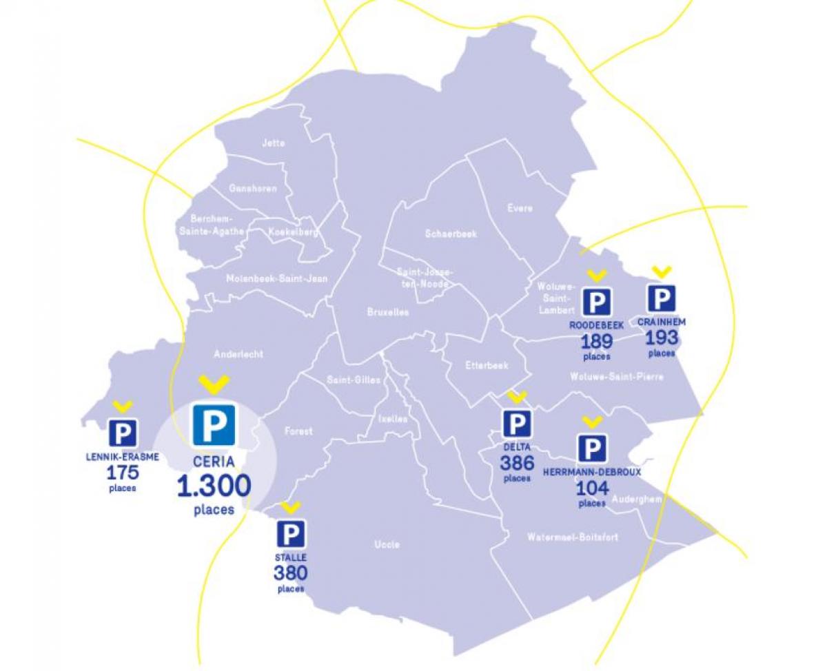 mapa pf Bruselu parkoviště