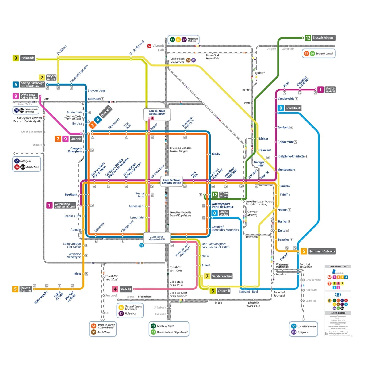 pdf mapa Bruselu vlak