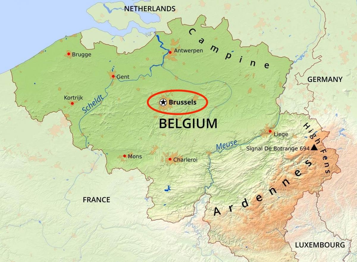 Bruxelles zeměpisná mapa