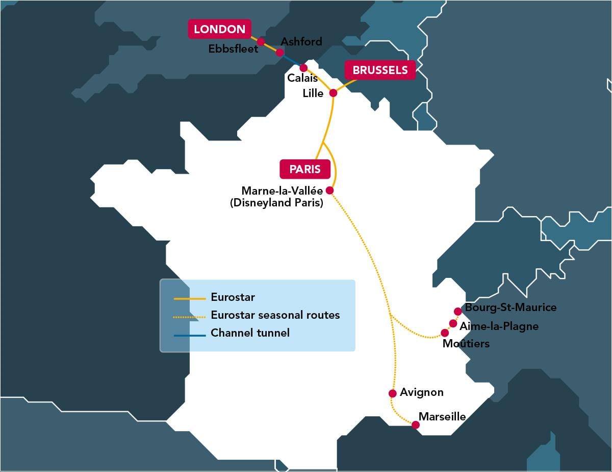 mapa Brusel eurostar