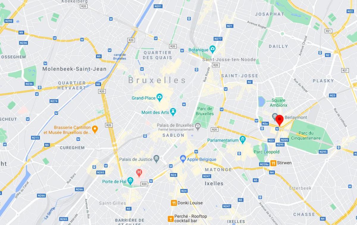 mapa místa schuman v Brusel