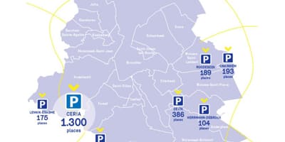 Mapa pf Bruselu parkoviště