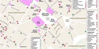 Mapa Bruselu grand place