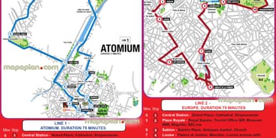 Brusel hop on hop off bus mapa
